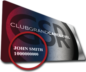 Your card number is located on the bottom left of your Club Grand Card